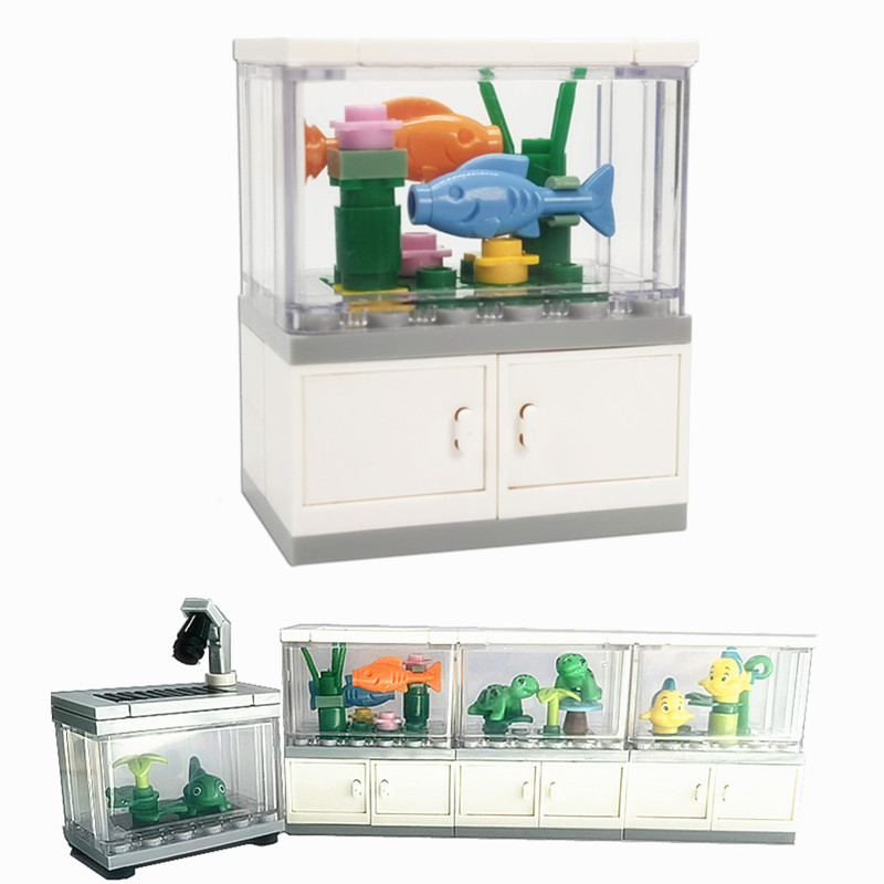 Lego Set Creator - เพื่อนในเมืองถังปลาบล็อกตัวต่อของเล่นประกอบของเล่นตัวตลกปลาเต่าจิ้งจกบล็อกสัตว์เลี้ยงแบบทำมือของเล่นสร้างสรรค์สำหรับเป็นของขวัญเด็ก